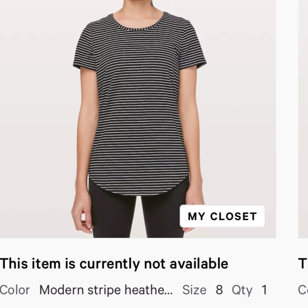 Lululemon Love T-shirt, size 8 black & white stripes
